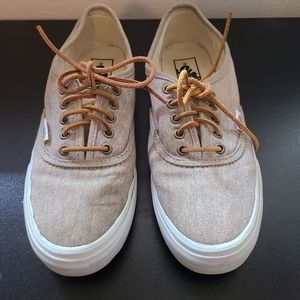 VANS Taupe canvas shoes with leather laces women's 8, mens 6.5